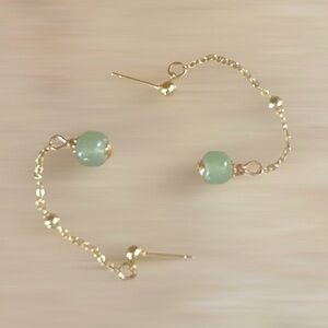 NWOT Faux Jade Gold Drop Earrings